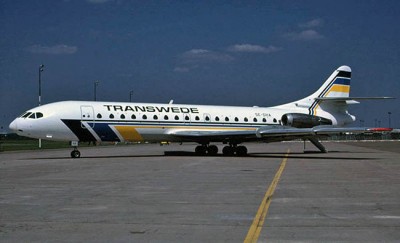 SE-DHA med Transwede's målning fotograferad på Arlanda 29 maj 1988.<br />Foto: Rolf Larsson